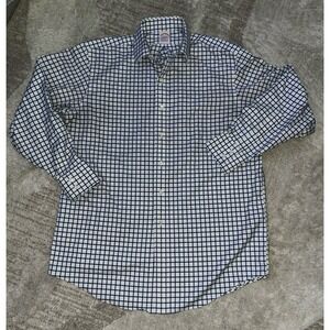 Brooks Brothers Men's Non-Iron Stretch Twill Patterned Button-Down Collar navy